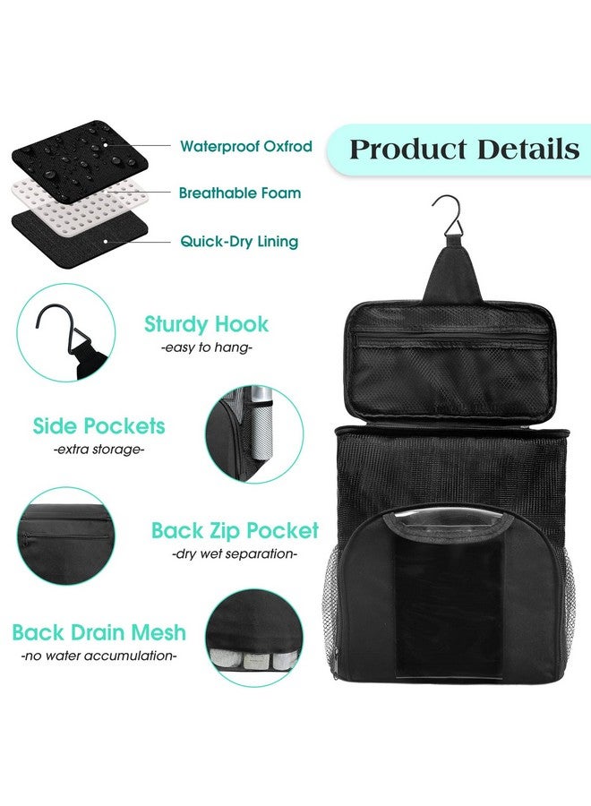 Attmu Attmu Portable Shower Caddy College Tote Bag, Quick Dry Hanging Toiletry Bag, Large Capacity Mesh Shower Caddy Portable for College Dorm Room Essentials for Boys and Girls for Bath Camping (Black)  - Image 5