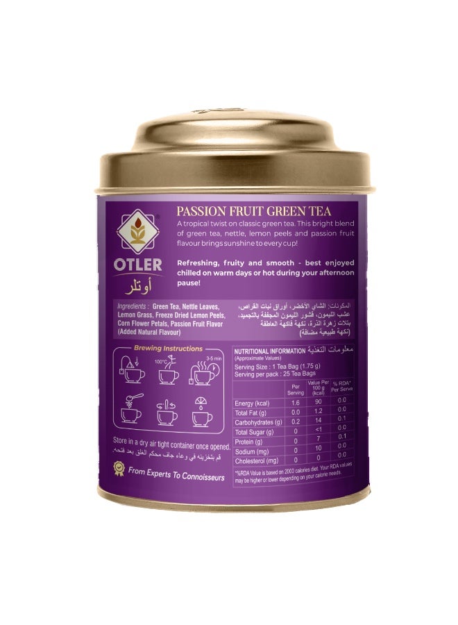 Otler PASSION FRUIT PASSION TEA 25 TEA BAGS TIN - Image 2