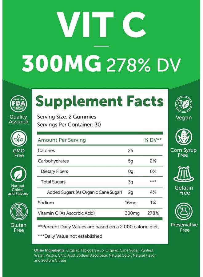 Lunakai USA Made High Potency Vitamin C Gummies for Adults and Kids - 300mg Immune Support - Non-GMO, Vegan, Delicious Orange Flavor, 60ct - Image 5