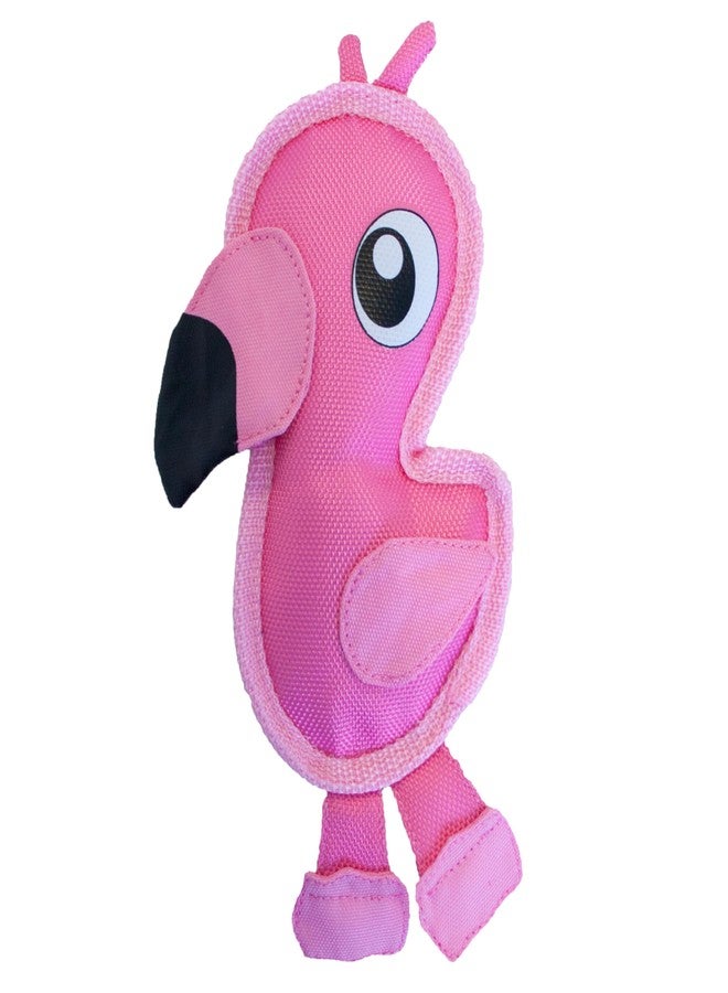 Outward Hound Fire Biterz Flamingo Plush Firehouse Material Interactive Dog Toy, Small - Image 1