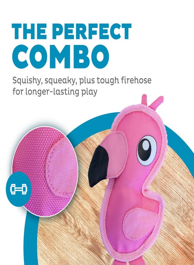 Outward Hound Fire Biterz Flamingo Plush Firehouse Material Interactive Dog Toy, Small - Image 2