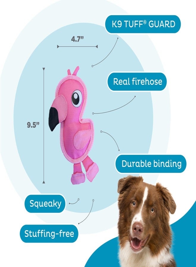 Outward Hound Fire Biterz Flamingo Plush Firehouse Material Interactive Dog Toy, Small - Image 3