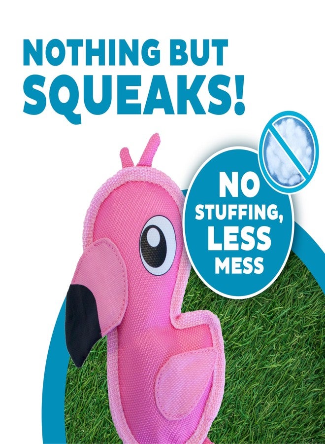 Outward Hound Fire Biterz Flamingo Plush Firehouse Material Interactive Dog Toy, Small - Image 4