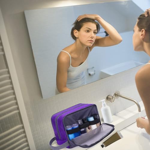 WANDF Toiletry Bag for Men Hanging Dopp Kit Water Resistant Shaving Bag Small Toiletry Bag for Traveling (Dark Purple) - Image 5
