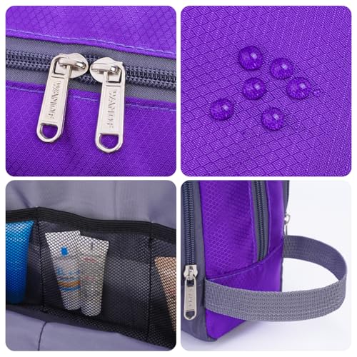 WANDF Toiletry Bag for Men Hanging Dopp Kit Water Resistant Shaving Bag Small Toiletry Bag for Traveling (Dark Purple) - Image 4