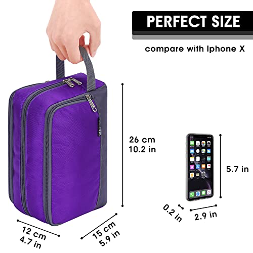WANDF Toiletry Bag for Men Hanging Dopp Kit Water Resistant Shaving Bag Small Toiletry Bag for Traveling (Dark Purple) - Image 2