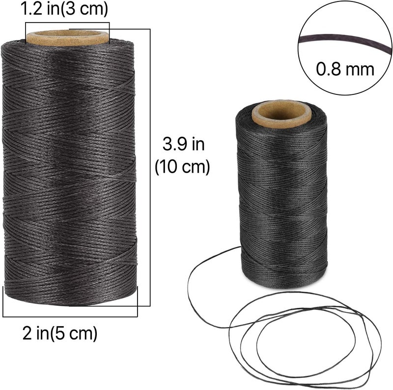 Flexzion Flat Waxed Thread (Black) - 284Yard 1mm 150D Spool Wax String Cord Sewing Craft Tool Portable for DIY Handicraft Leather Products Beading Hand Stitching - Image 3