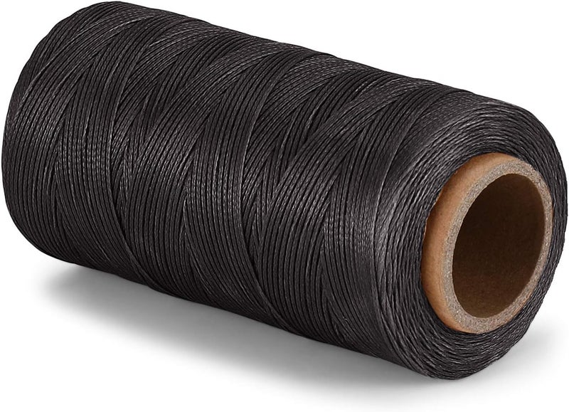 Flexzion Flat Waxed Thread (Black) - 284Yard 1mm 150D Spool Wax String Cord Sewing Craft Tool Portable for DIY Handicraft Leather Products Beading Hand Stitching - Image 2