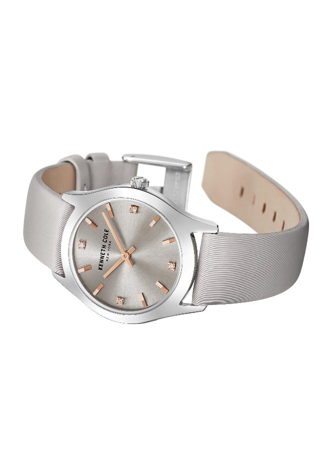 Kenneth Cole New York Modern Classic Warm Grey Dial Warm Grey Leather Strap Analog Watch for Women - 34mm - Image 2