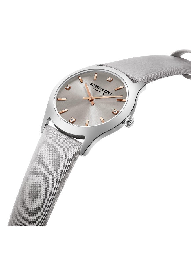Kenneth Cole New York Modern Classic Warm Grey Dial Warm Grey Leather Strap Analog Watch for Women - 34mm - Image 3