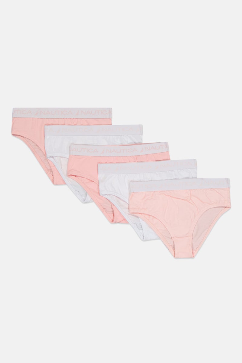NAUTICA Kids Girl 5 Pack Brand Logo Briefs, Multicolor - Image 1