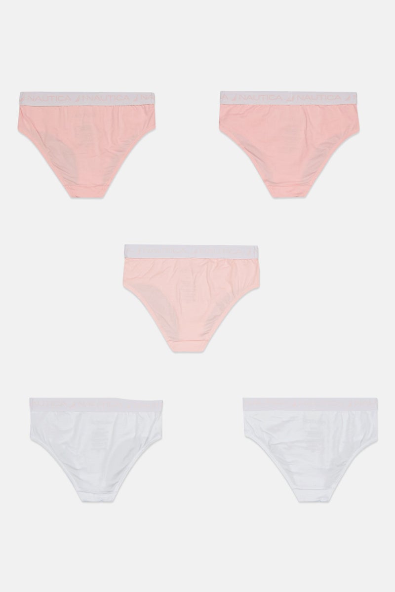 NAUTICA Kids Girl 5 Pack Brand Logo Briefs, Multicolor - Image 2