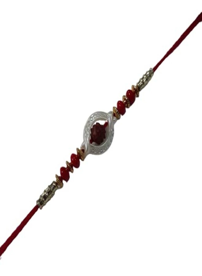 BDS Creations Rakhi for Rakshabandhan with Roli & Chawal Rakhi for Brother/Rakshabandhan Rakhi/Rudraksha Rakhi/Ganesh Rakhi/Swastik Rakhi/OM Rakhi/Pearl Rakhi/Rakhi for Men/Boys/Kids Rakhi (Design_19)