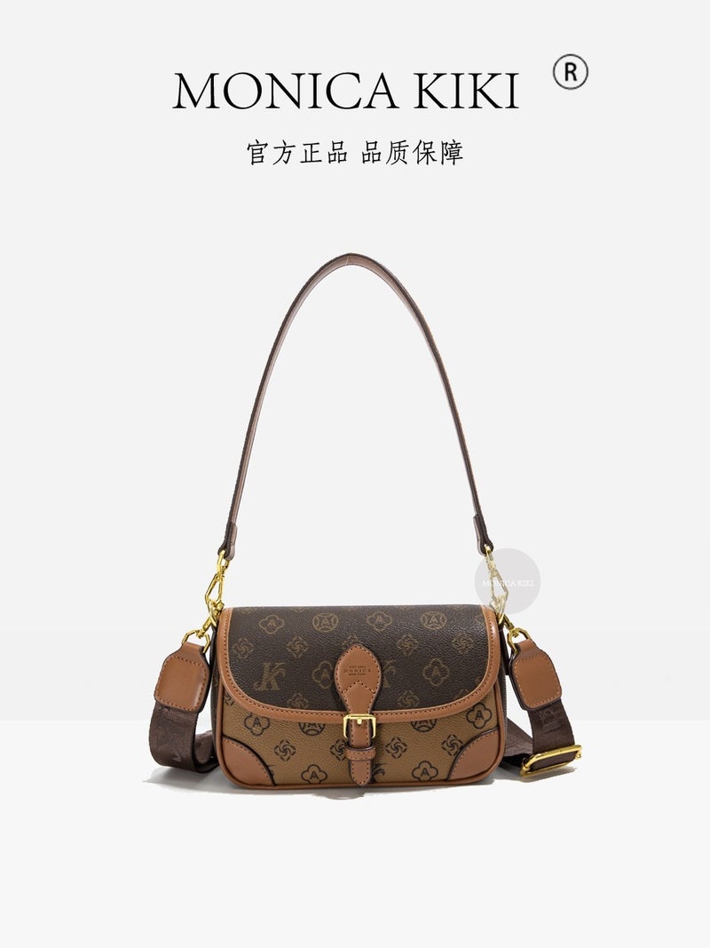 Monica Qiqi Baguette Printed Single Shoulder Underarm Small Square Bag Women'S Style Old Flower Vintage All-Match Fashion - Image 3