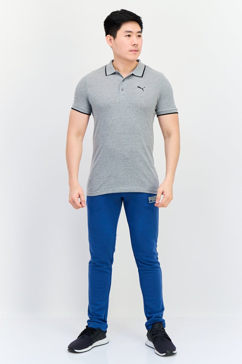 PUMA Men Slim Fit Brand Logo Short Sleeves Outdoor Polo, Grey - Image 3