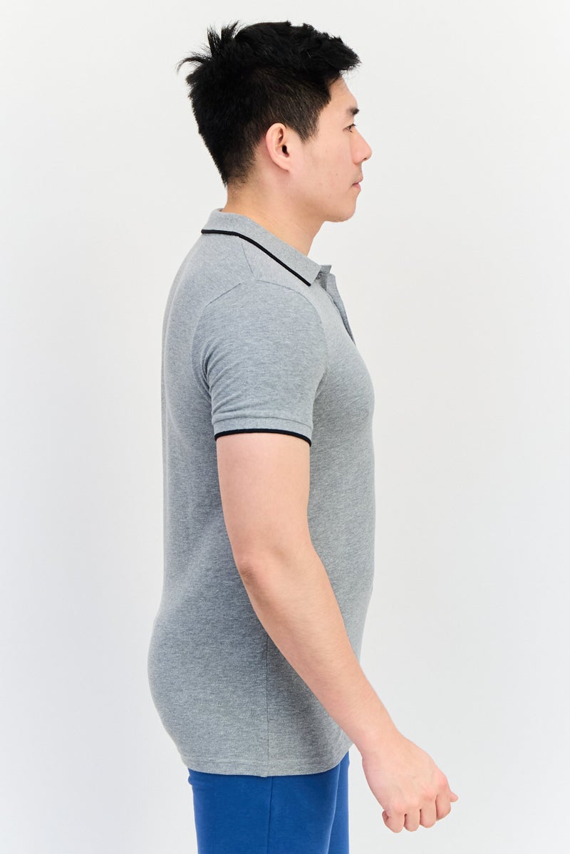 PUMA Men Slim Fit Brand Logo Short Sleeves Outdoor Polo, Grey - Image 4