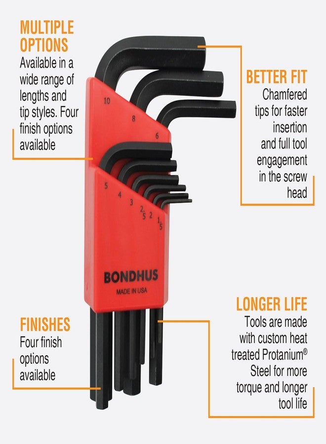 Bondhus 12299 Set of 9 Hex L-wrenches, Short Length, sizes 1.5-10mm - Image 4