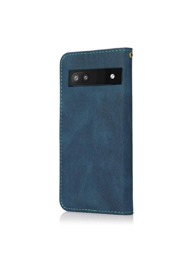 Green Tiger Case For Google Pixel 6a Dual-color Stitching Leather Phone Case - Image 3