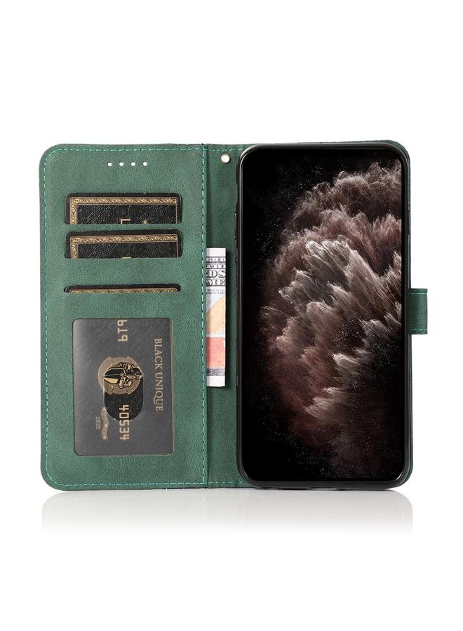 Green Tiger Case For Google Pixel 6a Dual-color Stitching Leather Phone Case - Image 4