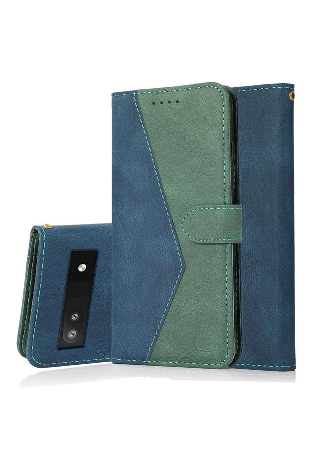 Green Tiger Case For Google Pixel 6a Dual-color Stitching Leather Phone Case - Image 1