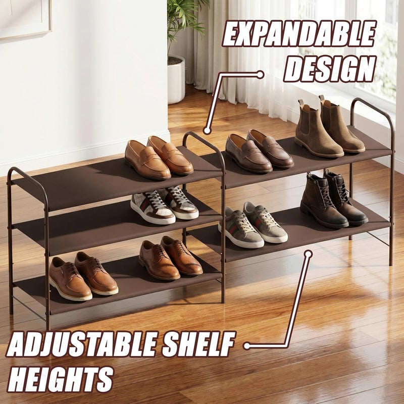 Simple Houseware 3-Tier Shoe Rack Storage Organizer 12-Pair / 20-Pair, Bronze - Image 5