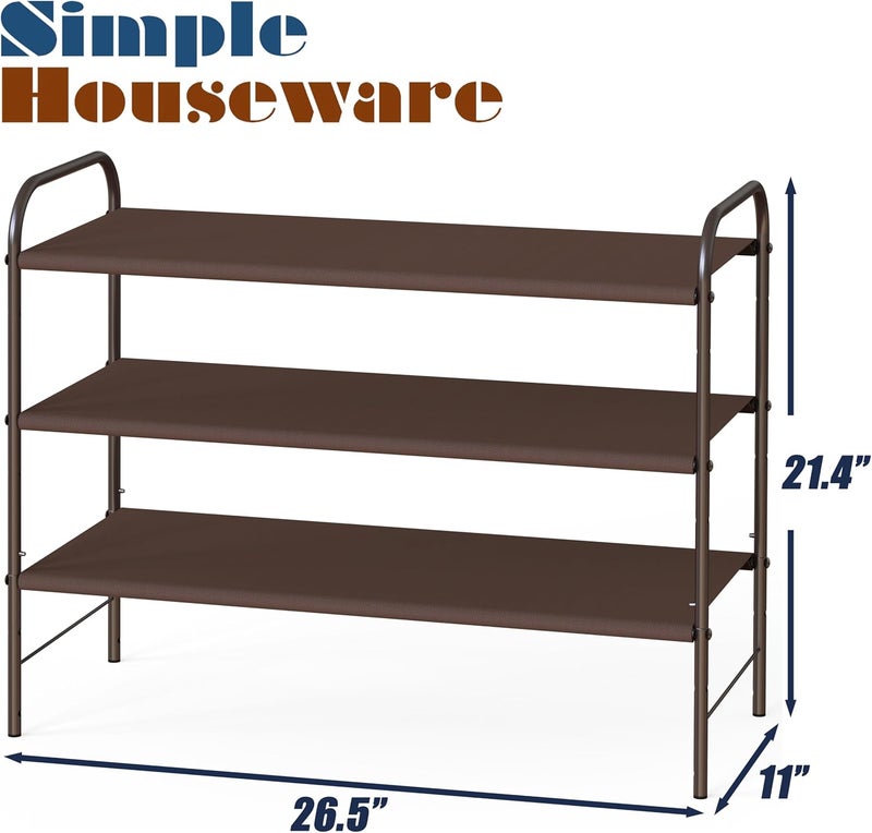 Simple Houseware 3-Tier Shoe Rack Storage Organizer 12-Pair / 20-Pair, Bronze - Image 2