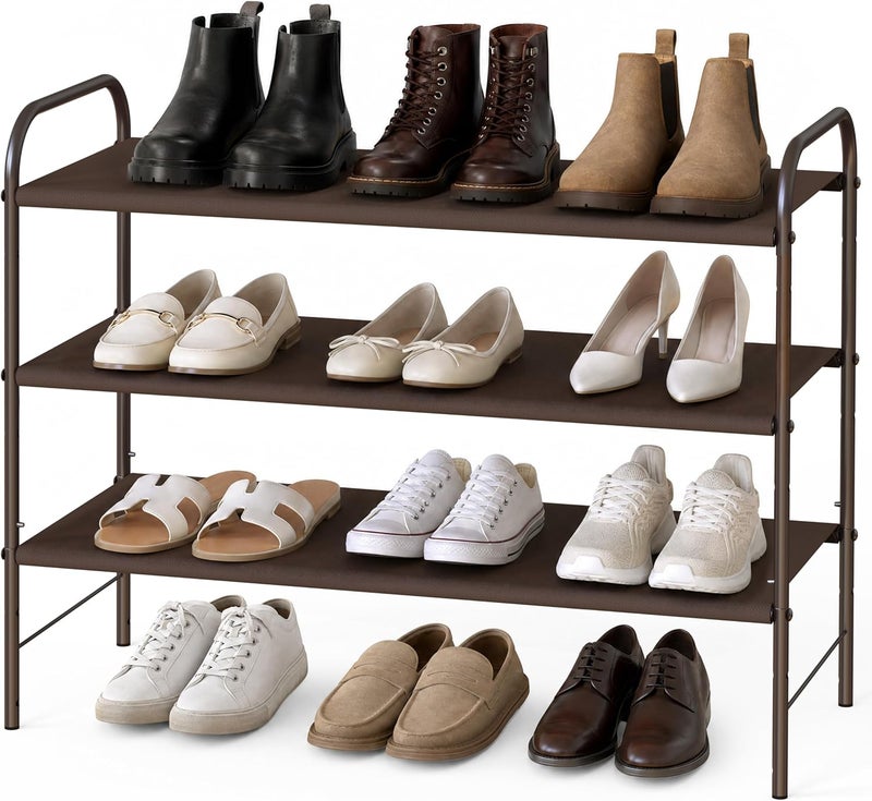 Simple Houseware 3-Tier Shoe Rack Storage Organizer 12-Pair / 20-Pair, Bronze - Image 1