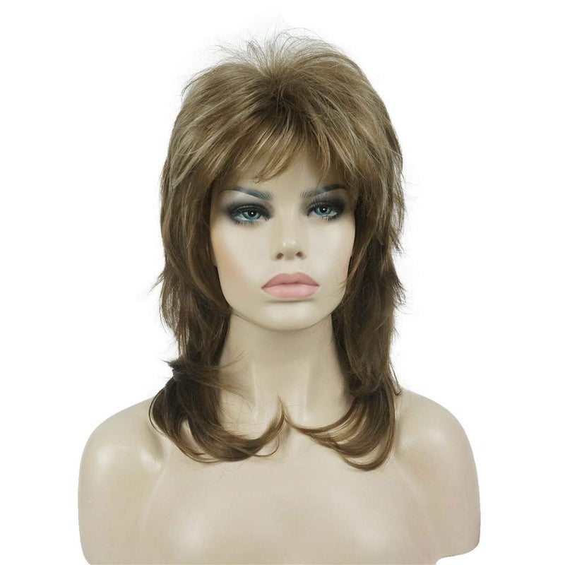 Aimole Shaggy Layered Wig Shoulder Length Womens Wig with Hair Bangs Premium Synthetic Hair Wig for Women 12TT26