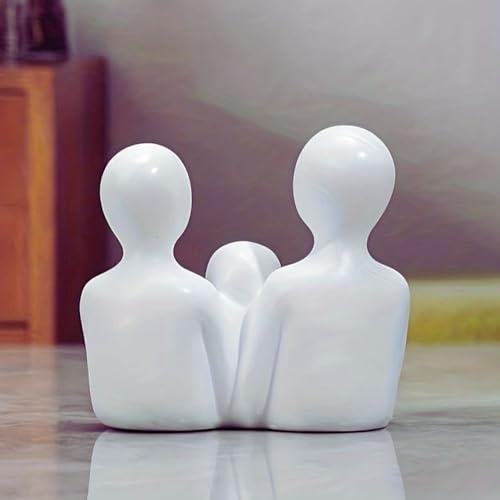 CraftVatika Home Decoration Items for Living Room,Modern Abstract Family Sculpture Set, White Resin Decorative Figurines, 3-Piece Table Decor for Home Office, Artifact for Table,Tabletop Corner Decor - Image 4
