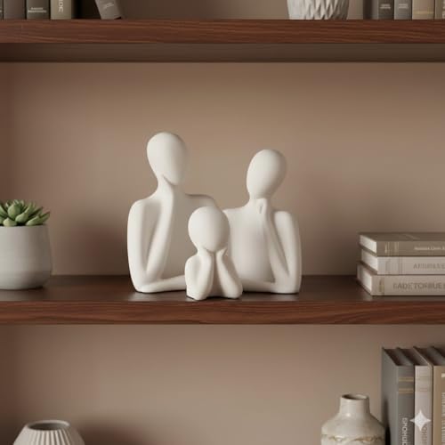 CraftVatika Home Decoration Items for Living Room,Modern Abstract Family Sculpture Set, White Resin Decorative Figurines, 3-Piece Table Decor for Home Office, Artifact for Table,Tabletop Corner Decor - Image 3