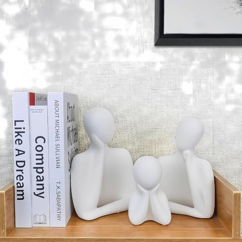 CraftVatika Home Decoration Items for Living Room,Modern Abstract Family Sculpture Set, White Resin Decorative Figurines, 3-Piece Table Decor for Home Office, Artifact for Table,Tabletop Corner Decor - Image 2