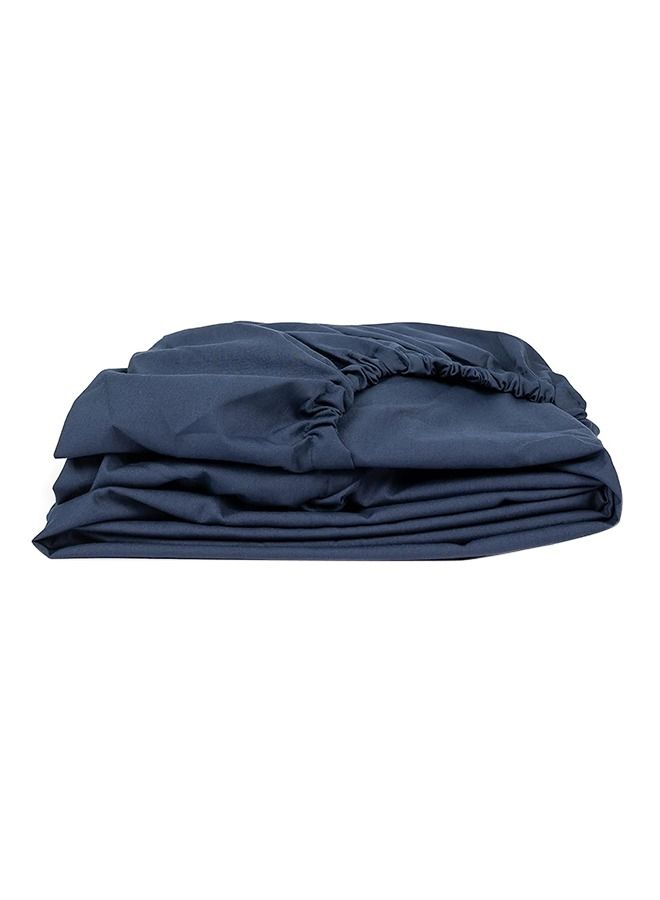 Home of linens ملاءة سرير ملائمة باللون الأزرق الداكن 100×200  - Image 1