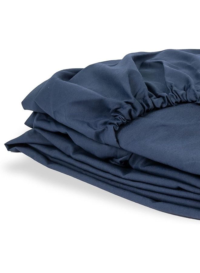 Home of linens ملاءة سرير ملائمة باللون الأزرق الداكن 100×200  - Image 3