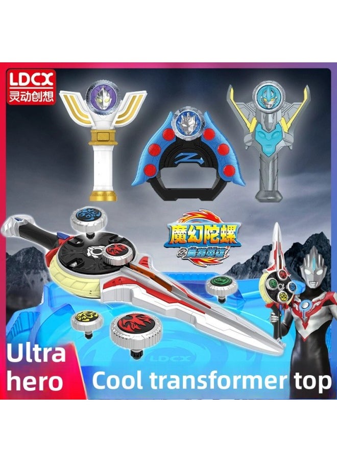 null - Smart Ultraman Gyro Transformation Magic Spinning Gyro Sword Children Boy Toy Gift-Color:Zeta Sublimator [2 Gyro] - Image 1