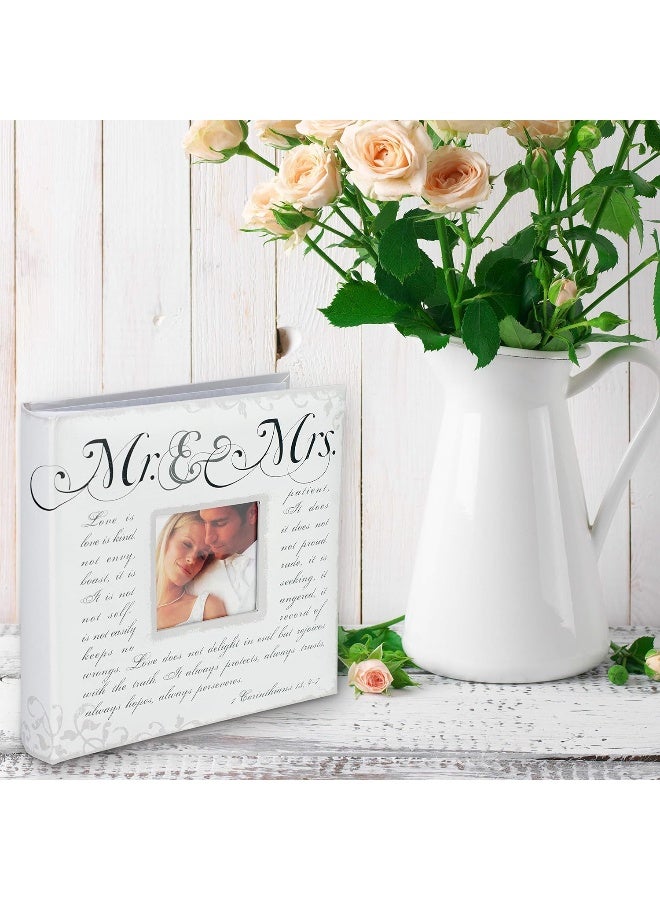 Malden International Designs 4x6 Horizontal 2 Up Mr  Mrs Corinthians Verse Wedding Photo Album Book Bound Memo Writing Areas Hard Cover 3x3 Front Cover Photo Opening - Image 2