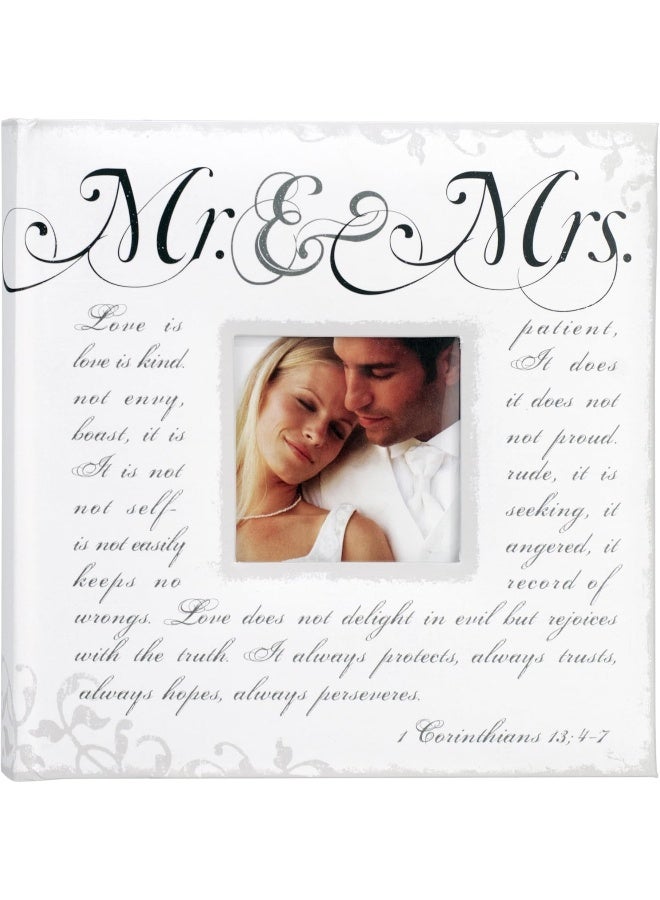 Malden International Designs 4x6 Horizontal 2 Up Mr  Mrs Corinthians Verse Wedding Photo Album Book Bound Memo Writing Areas Hard Cover 3x3 Front Cover Photo Opening - Image 3