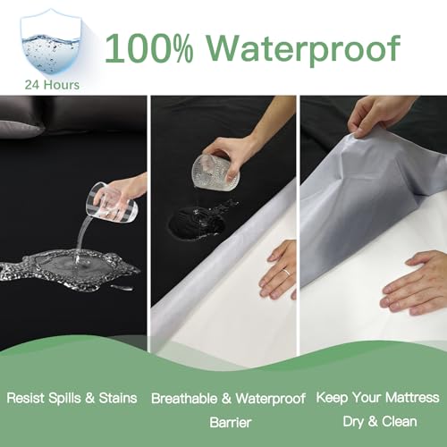 Sufdari Waterproof Mattress Protector Queen Size, Noiseless Mattress Cover with 18" Deep Pocket, Bed Bug Proof and Waterproof Fitted Sheets, Machine Washable Mattress Protectors Black - Image 4