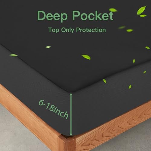 Sufdari Waterproof Mattress Protector Queen Size, Noiseless Mattress Cover with 18" Deep Pocket, Bed Bug Proof and Waterproof Fitted Sheets, Machine Washable Mattress Protectors Black - Image 2