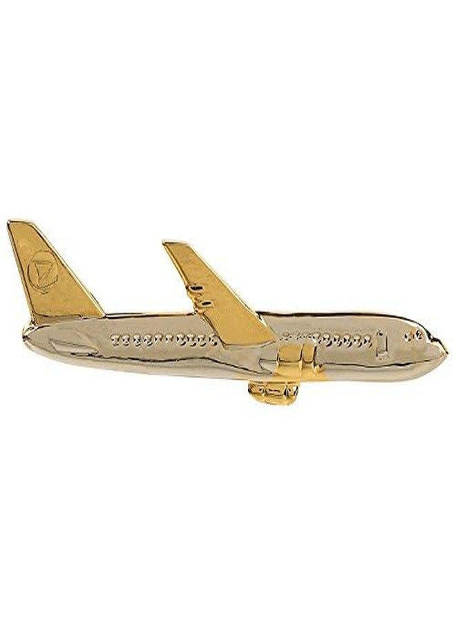 SANDHA Classic Tie Pin Accesories for Wedding Business Valentines Day Gift for Men & Boys (With Tie Pin Gift Box) (Silver & Gold - Aeroplane Shape Tie Pin) - Image 1