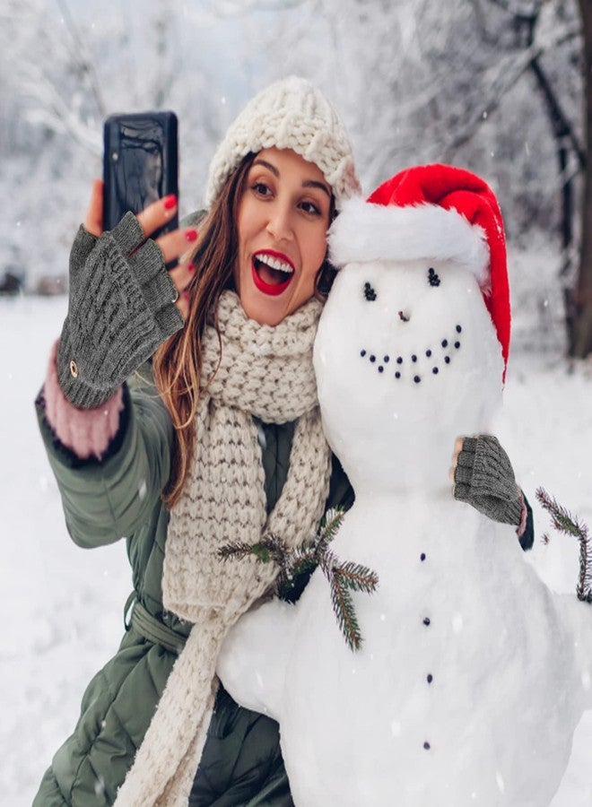 ONESING 2 Pairs Fingerless Gloves for Women Winter Fingerless Mittens with Finger Flaps Warm Convertible Mittens Stretchy Knit Womens Gloves for Cold Weather - Image 5