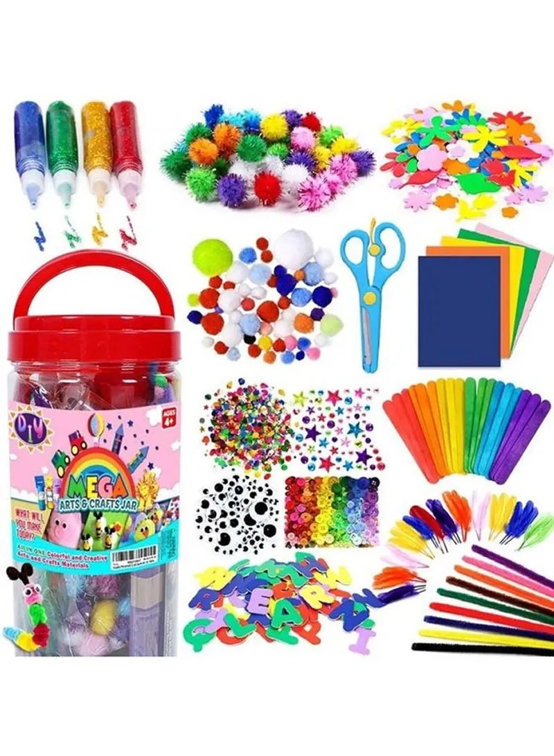 1000-Piece Arts and Crafts Supplies for Kids Crafts - Arts and Crafts for Kids with Glitter Glue Stick for Kids, Pipe Cleaners Craft & Craft Tools, DIY School Supplies Kit, Boys Girls Toys - Image 1