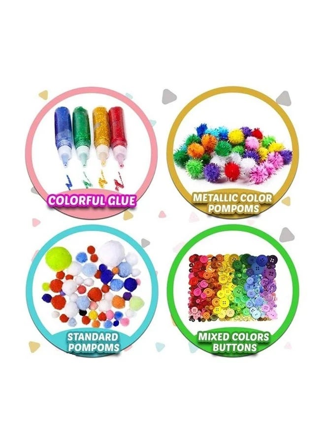 1000-Piece Arts and Crafts Supplies for Kids Crafts - Arts and Crafts for Kids with Glitter Glue Stick for Kids, Pipe Cleaners Craft & Craft Tools, DIY School Supplies Kit, Boys Girls Toys - Image 2