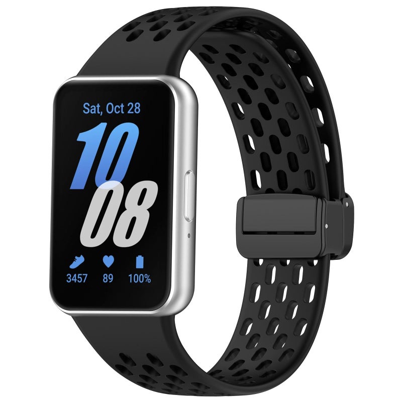 SKEIDO Magnetic Folding Buckle Strap Compatible with Samsung Galaxy Fit 3 (SM-R390), Soft Silicone Sport Replacement Band - Image 2