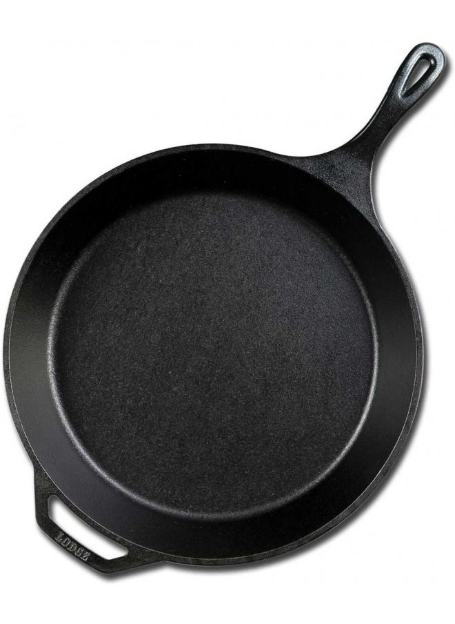 LODGE - 15 Inch Cast Iron Pre-seasoned Skillet Signature Teardrop Handle - Use In The Oven On The Stove On The Grill Or Over A Campfire Black - Image 1