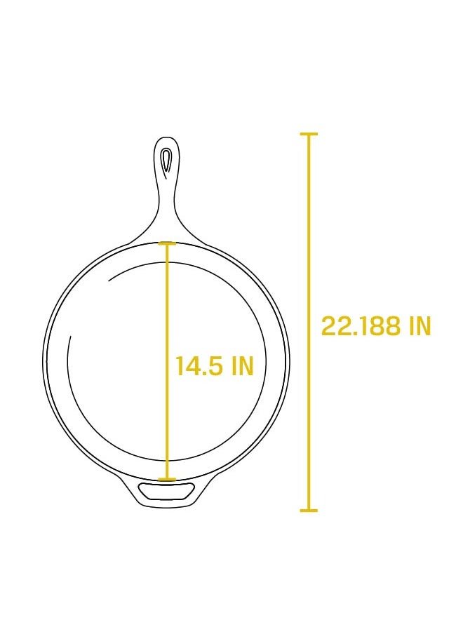 LODGE - 15 Inch Cast Iron Pre-seasoned Skillet Signature Teardrop Handle - Use In The Oven On The Stove On The Grill Or Over A Campfire Black - Image 1