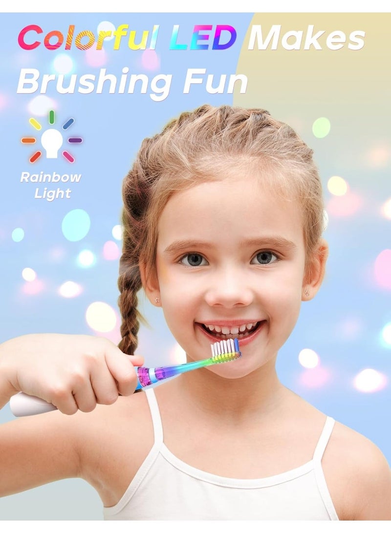 SEAGO Kids Electric Toothbrush with 2 Mins Brushing Timer and 8 Replacement Bursh Heads,Rainbow LED Light Make Brushing Fun, Blue Color Boys Battery Powerd Toothbrush for 4-12 Years Old - Image 4