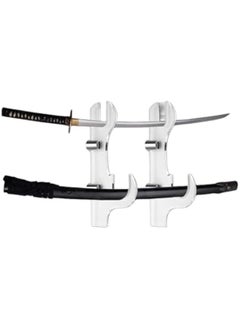 Sword Wall Mount, 2 Layer Sword Wall Mount Display Hooks, Acrylic Katana Stand Wall Mounted, Lightsaber Wall Mount, Sword Stand, Sword Hook Display Which Can Support All Swords (White)