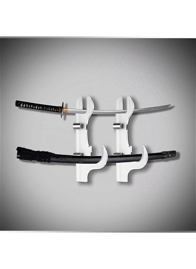 HOOKOR - Sword Wall Mount, 2 Layer Sword Wall Mount Display Hooks, Acrylic Katana Stand Wall Mounted, Lightsaber Wall Mount, Sword Stand, Sword Hook Display Which Can Support All Swords (White) - Image 1