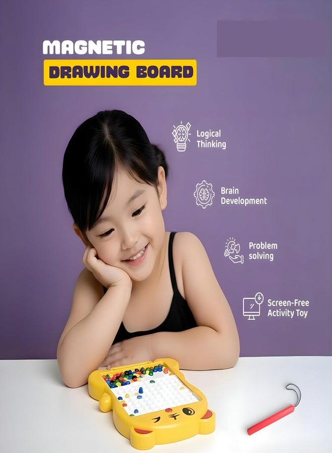SELOME Magnetic Drawing Board for Kids Big Size Doodle Board with 80 Beads & Magnetic Pen Educational Writing & Drawing Toy Mess-Free Learning Toy for Boys & Girls Multicolor - Cat (RED) - Image 4