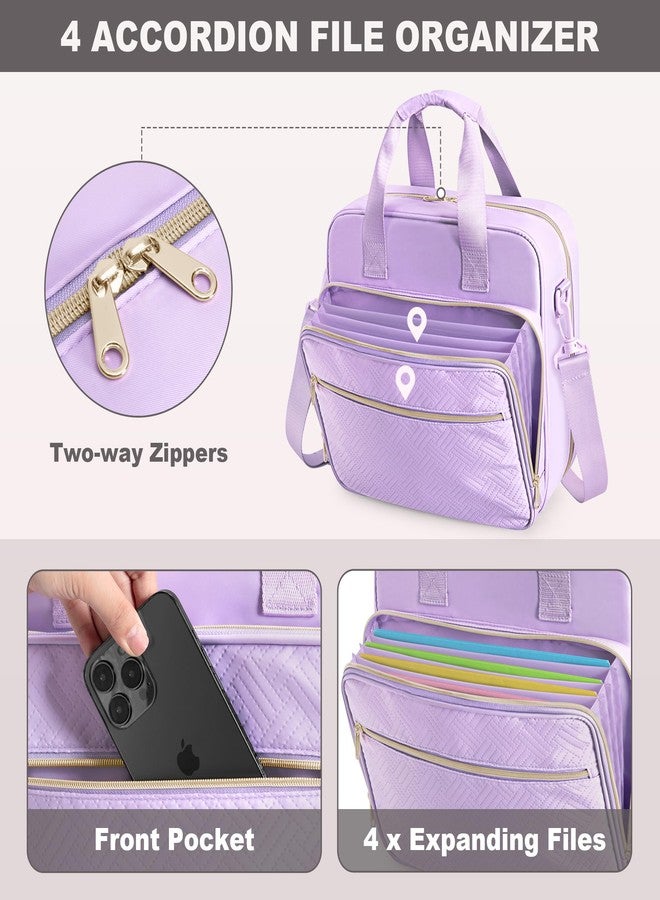 Prokva 3 Ring Zipper Binder 2 Inch, Accordion File Organizer with Shoulder Strap, Zip Up Binder with 500-Sheet Capacity, Purple - Image 2